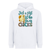 White Western Just A Girl Who loves Chicks Heavyweight Hoodie - LillyAllenDesigns