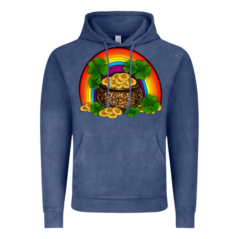 St Patricks Shamrock Gold Leopard Rainbow Vintage Hoodie by RanaPortraitStore | Teevron