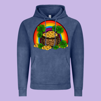 St Patricks Shamrock Gold Leopard Rainbow Vintage Hoodie Designed By Ranaportraitstore
