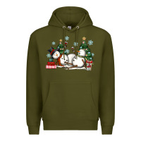 Army Green christmas snowmen with wine Premium Hoodie - MaliasSmallBusiness