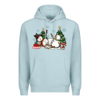 Blue Mist christmas snowmen with wine Premium Hoodie - MaliasSmallBusiness