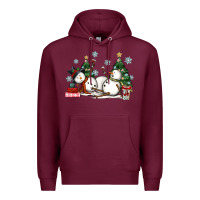 Burgundy christmas snowmen with wine Premium Hoodie - MaliasSmallBusiness