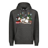 Charcoal Heather christmas snowmen with wine Premium Hoodie - MaliasSmallBusiness
