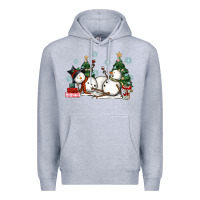 Heather Grey christmas snowmen with wine Premium Hoodie - MaliasSmallBusiness