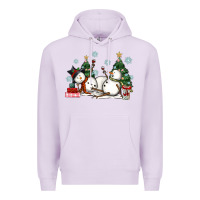 Lilac christmas snowmen with wine Premium Hoodie - MaliasSmallBusiness