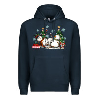 Navy christmas snowmen with wine Premium Hoodie - MaliasSmallBusiness