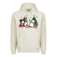 Oatmeal Heather christmas snowmen with wine Premium Hoodie - MaliasSmallBusiness