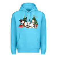 Ocean Blue christmas snowmen with wine Premium Hoodie - MaliasSmallBusiness