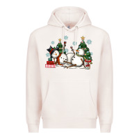 Pale Pink christmas snowmen with wine Premium Hoodie - MaliasSmallBusiness