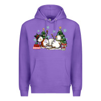 Purple christmas snowmen with wine Premium Hoodie - MaliasSmallBusiness