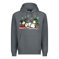 Rock christmas snowmen with wine Premium Hoodie - MaliasSmallBusiness