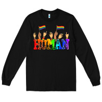 Black human with hands and pride flags Long Sleeve Tee - AdoDesignShop