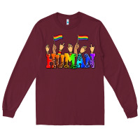 Burgundy human with hands and pride flags Long Sleeve Tee - AdoDesignShop