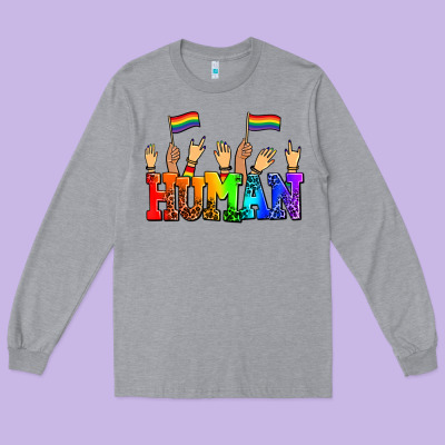 Human With Hands And Pride Flags Long Sleeve Tee Designed By Adodesignshop