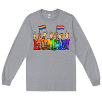 Heather Grey human with hands and pride flags Long Sleeve Tee - AdoDesignShop
