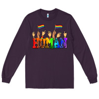 Plum human with hands and pride flags Long Sleeve Tee - AdoDesignShop