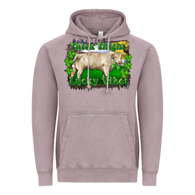 Thick Thighs Lucky Vibes Charolais Bull Vintage Hoodie by RanaPortraitStore | Teevron
