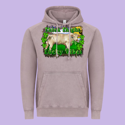 Thick Thighs Lucky Vibes Charolais Bull Vintage Hoodie Designed By Ranaportraitstore