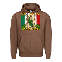 San Judas With Mexican Flag Zipper Hoodie | Teevron