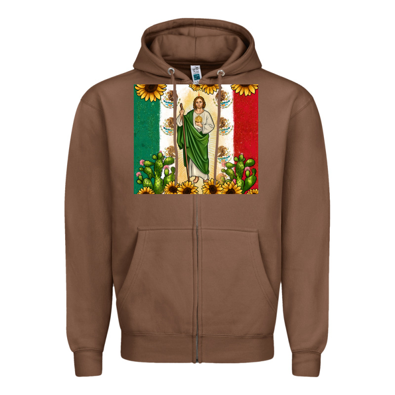 San Judas With Mexican Flag Zipper Hoodie by JahusDesignShop | Teevron