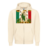 Sandshell San Judas with Mexican Flag Zipper Hoodie - JahusDesignShop