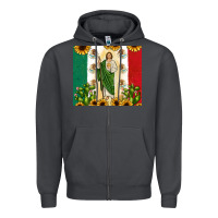 Smoke San Judas with Mexican Flag Zipper Hoodie - JahusDesignShop