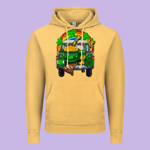 St Patricks Day Truck With Pot Of Gold Horseshoe A Vintage Hoodie Designed By Ranaportraitstore