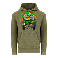 Vintage Olive st patricks day truck with pot of gold horseshoe a Vintage Hoodie - RanaPortraitStore