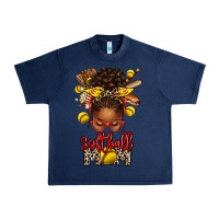 Navy softball mom afro messy bun Urban Heavy Tee - texasbilliewilder