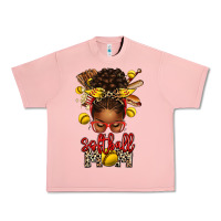 Softball Mom Afro Messy Bun Urban Heavy Tee | Teevron