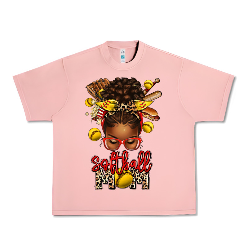 Softball Mom Afro Messy Bun Urban Heavy Tee by texasbilliewilder | Teevron