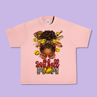 Softball Mom Afro Messy Bun Urban Heavy Tee Designed By Texasbilliewilder