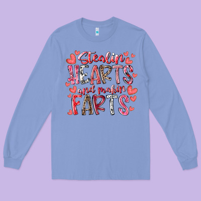Stealin Hearts And Makin Farts Long Sleeve Tee Designed By Racoondesign