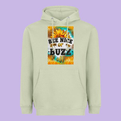 Bee Nice Or Buzz Off Heavyweight Hoodie Designed By Lillyallendesigns