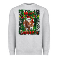 Heather Grey Western Merry Christmas Longhorn Cow Heavyweight Sweatshirt - RanaPortraitStore