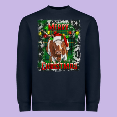 Heavyweight Sweatshirt Western Merry Christmas Longhorn Cow
