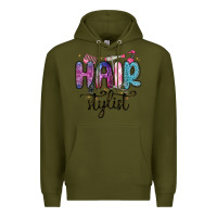 Army Green hair stylist Premium Hoodie - MaliasSmallBusiness