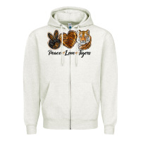 Oatmeal Heather peace love tigers head Zipper Hoodie - JahusDesignShop