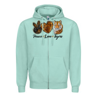 Seafoam peace love tigers head Zipper Hoodie - JahusDesignShop