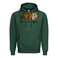 Sports Green peace love tigers head Zipper Hoodie - JahusDesignShop