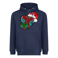 Navy Christmas heart gemstones leopard Heavyweight Hoodie - BarkalooDesign