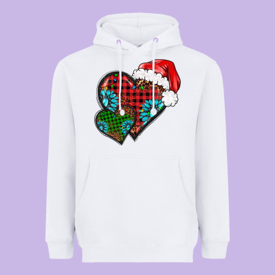 Christmas Heart Gemstones Leopard Heavyweight Hoodie Designed By Barkaloodesign