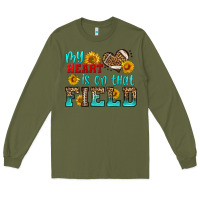 Army Green my heart is on that field american football Long Sleeve Tee - HRA Design Shop