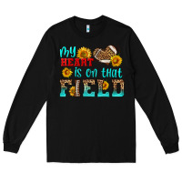 Black my heart is on that field american football Long Sleeve Tee - HRA Design Shop