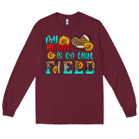 Burgundy my heart is on that field american football Long Sleeve Tee - HRA Design Shop
