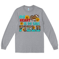 Heather Grey my heart is on that field american football Long Sleeve Tee - HRA Design Shop