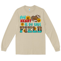 Mushroom my heart is on that field american football Long Sleeve Tee - HRA Design Shop