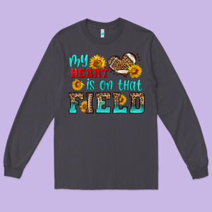 My Heart Is On That Field American Football Long Sleeve Tee Designed By Hra Design Shop