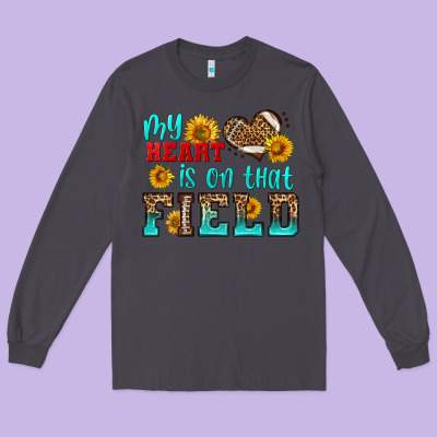 My Heart Is On That Field American Football Long Sleeve Tee Designed By Hra Design Shop