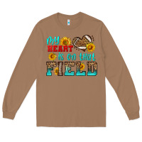 Toasted Coconut my heart is on that field american football Long Sleeve Tee - HRA Design Shop